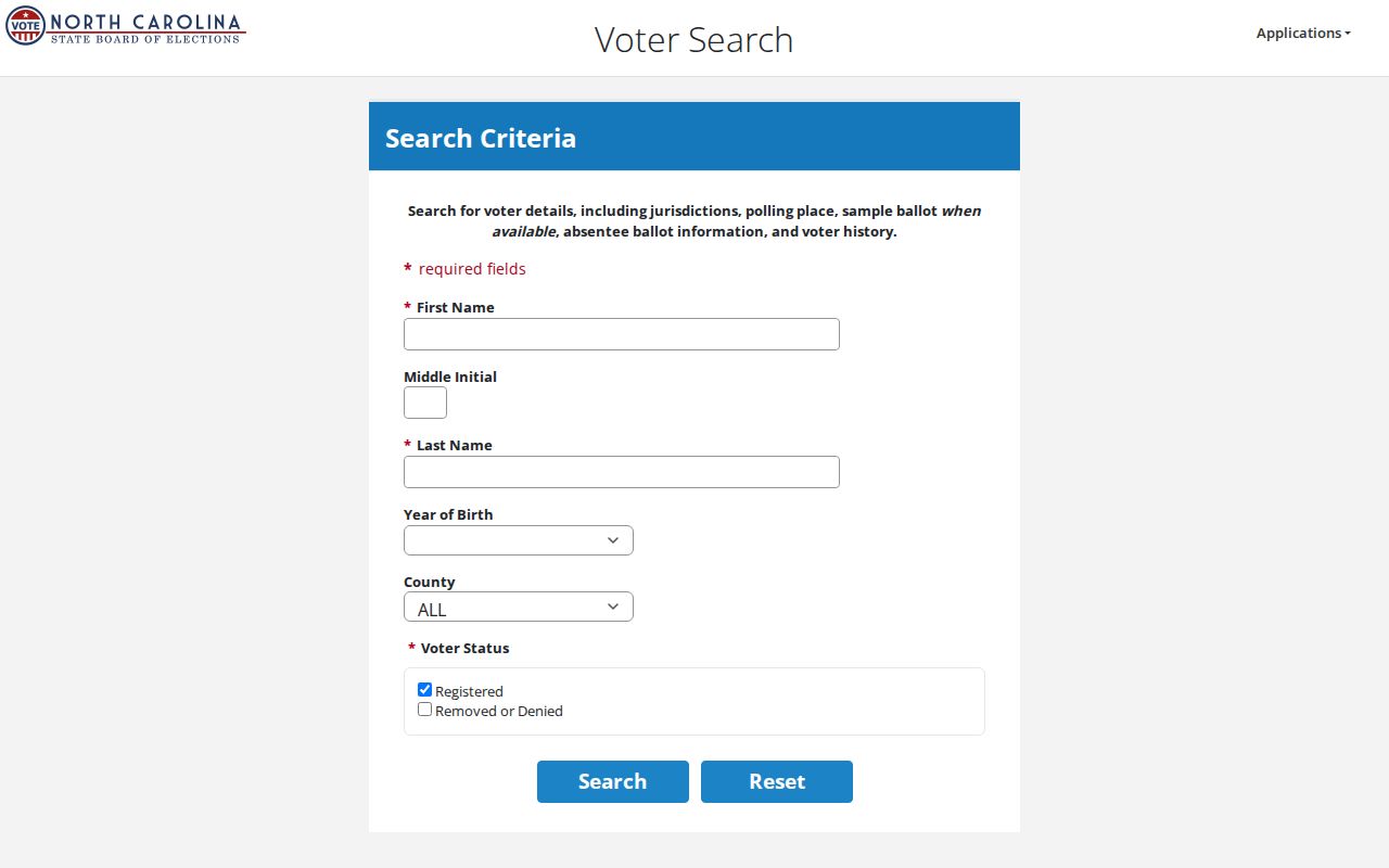 Onslow County people search through the voter registration lookup