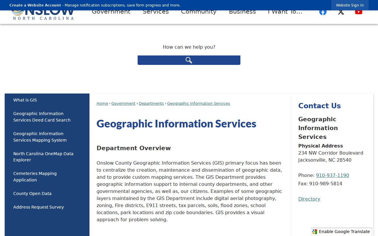 Onslow County people search with GIS property mapping