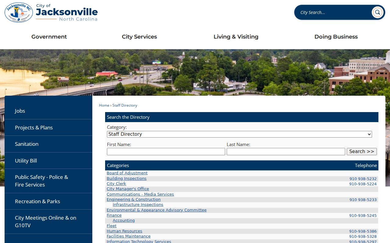 Onslow County people directories Jacksonville staff search