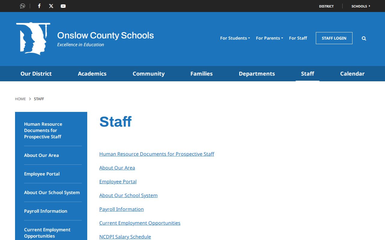 Onslow County people directories school staff search