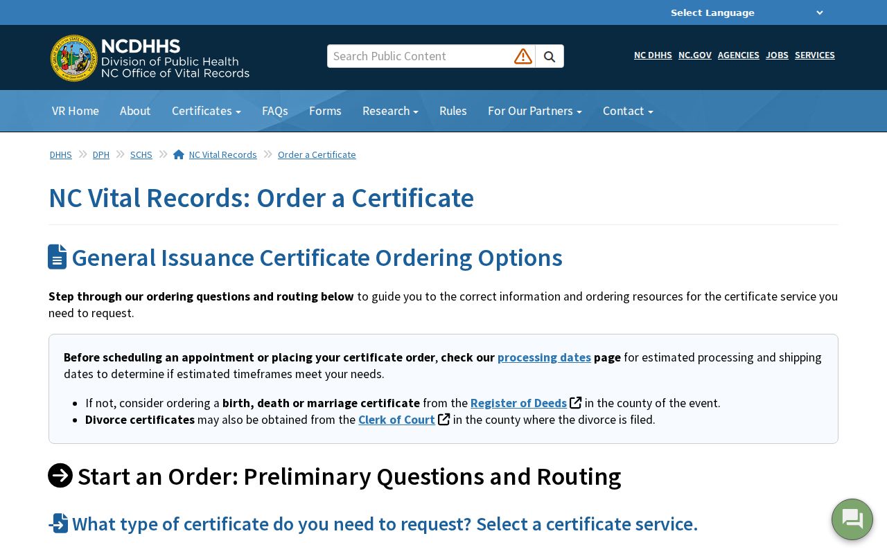 Onslow County public records access through North Carolina vital certificate ordering